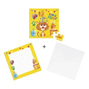TARJETA DE CUMPLEAÑOS DE PUZZLE CAT