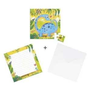 TARJETA DE ROMPECABEZAS MAMÁ DINO Y SU BEBÉ