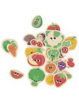 IMANES FRUTAS Y VERDURAS 24 PIEZAS MADERA