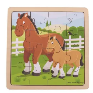 PUZZLE MADERA CABALLO Y PONI 2 AÑOS