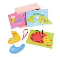 SET PUZZLE ENLAZAR ANIMALES DE MADERA