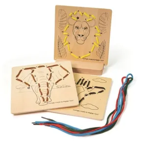 C/3 PUZZLE ENLAZAR NUMEROS ANIMALES CORDONES