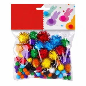 POMPONES BRILLANTES SURTIDOS TAMAÑOS Y COLORES