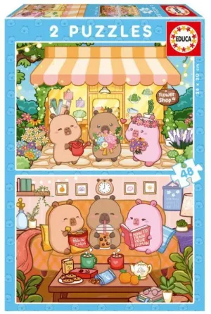 PUZZLE PROGRESIVO CAPYBARAS CAPYFUN 2X48 PIEZAS