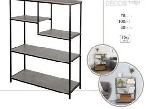 ESTANTERIA ASIMETRICA 4 BALDAS 75X30XH100CM EFECTO CEMENTO