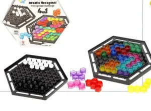 PUZZLE DE  16 BLOQUES HEXAGONALES Y 14 PIEZAS 2 EN 1