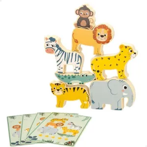JUEGO APILABLE ANIMALES MADERA CON FICHAS GUIA