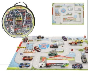 SET 14 COCHES SEÑALES TRAFICO Y TAPETE +3A