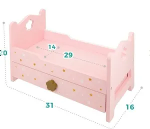 CUNA DE MADERA CON CAJON PARA MUÑECAS