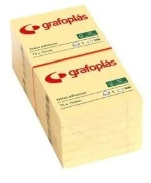 PACK 12 BLOC NOTAS ADHESIVAS 75X75MM AMARILLAS 