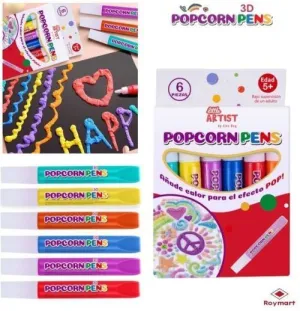 ESTUCHE 6 ROTULADORES POPCORN 3D