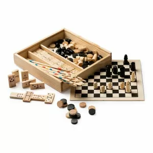 SET JUEGO AJEDREZ DAMAS MIKADO DOMINO MADERA