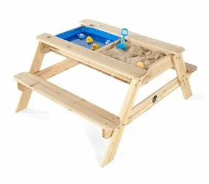 MESA PICNIC ARENERO CON ASIENTOS Y TAPA DE MADERA