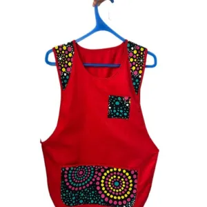 DELANTAL MANDIL DISEÑO EXCLUSIVO ROJO PUNTEADO