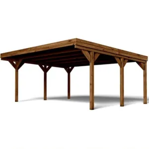 PERGOLA TECHADA MADERA CON ANCLAJES A SUELO