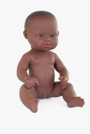 MUÑECO AFRICANO SINDROME DOWN DESNUDO NIÑO 38 CM