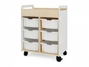 CUBETERO MOVIL CON 6 CONTENEDORES BLANCOS